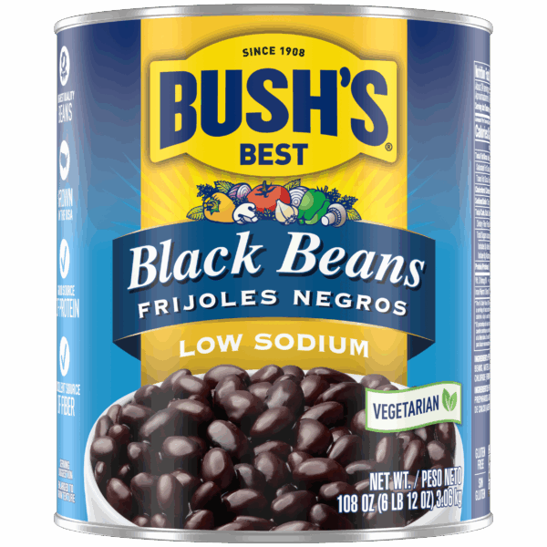 BUSH'S LOW SODIUM BLACK BEANS #10 CAN
