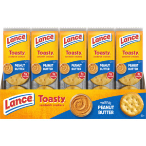 LANCE SANDWICH CRACKER, TOASTY PEANUT BUTTER, 6 PER PACK / 20 PACKS PER BOX