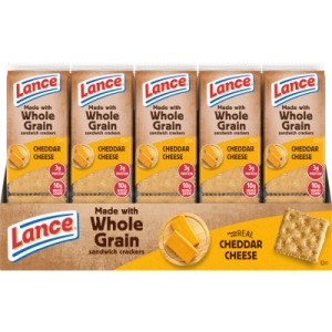 LANCE CHEDDAR CHEESE CRACKERS WITH WHOLE GRAIN, 6 PER PACK / 20 PACKS PER BOX