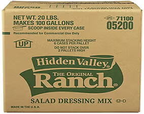 HIDDEN VALLEY BUTTERMILK RANCH DRESSING, DIP, & SAUCE 20 LB BOX