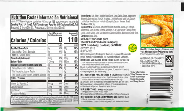 HIDDEN VALLEY BUTTERMILK RANCH DRESSING, DIP, & SAUCE 3.2 OZ PACKETS - Image 2