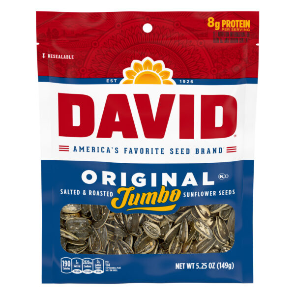DAVID'S JUMBO ORIGINAL SUNFLOWER SEEDS 5.25 OZ BAG