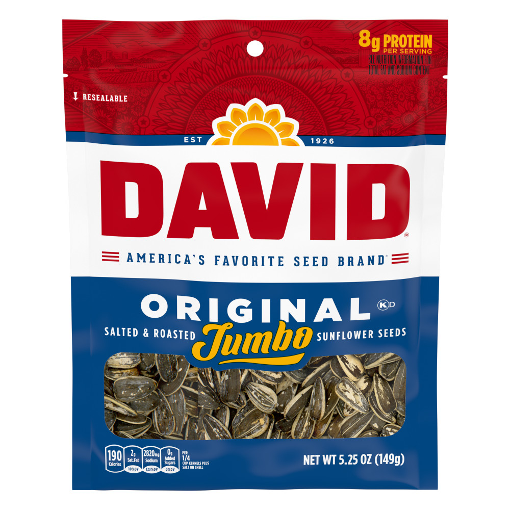 DAVID'S JUMBO ORIGINAL SUNFLOWER SEEDS 5.25 OZ BAG