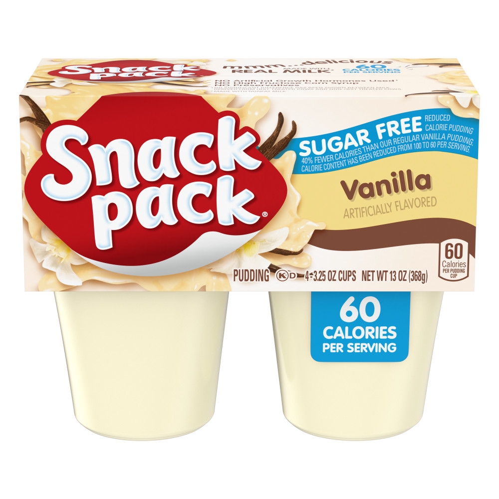 SNACK PACK SUGAR FREE VANILLA PUDDING 3.25 OZ CUPS