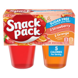 SNACK PACK SUGAR FREE GELATIN STRAWBERRY/ORANGE 3.35 OZ CUPS