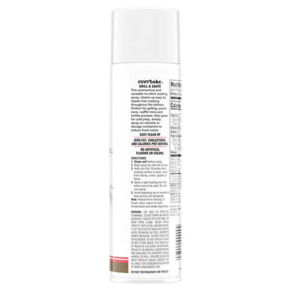 EVERBAKE SAUTE & GRILL SPRAY 17 OZ AEROSOL CAN - Image 2