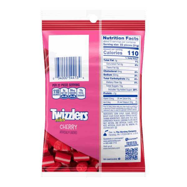 HERSHEY'S TWIZZLERS CHERRY NIBS 6 OZ BAG - Image 2