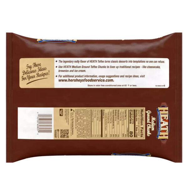 HERSHEY'S HEATH MILK CHOCOLATE ENGLISH TOFFEE MEDIUM GRIND CHUNKS 3 LB BAG - Image 2