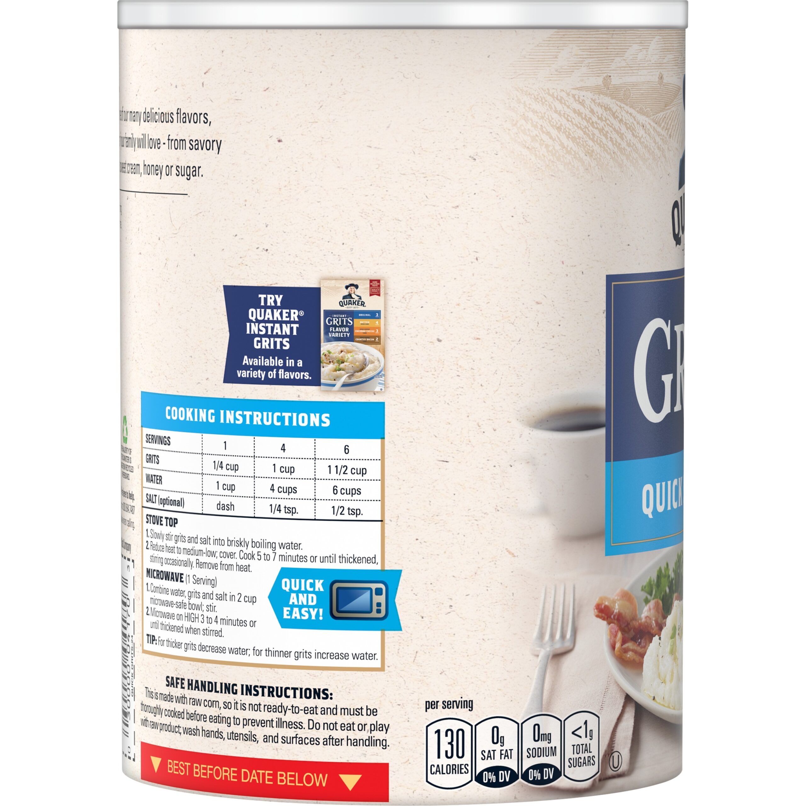 QUAKER QUICK WHITE GRITS 1.5 LB TUB - Image 2