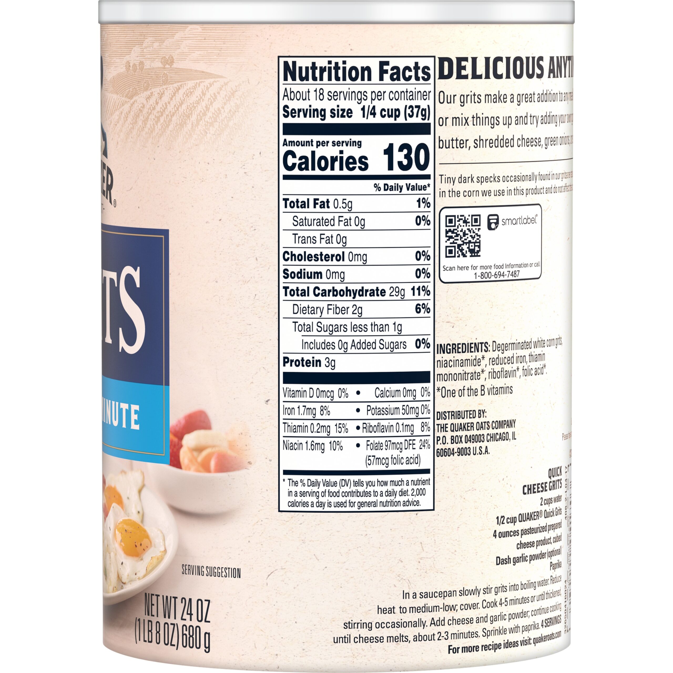 QUAKER QUICK WHITE GRITS 1.5 LB TUB - Image 3