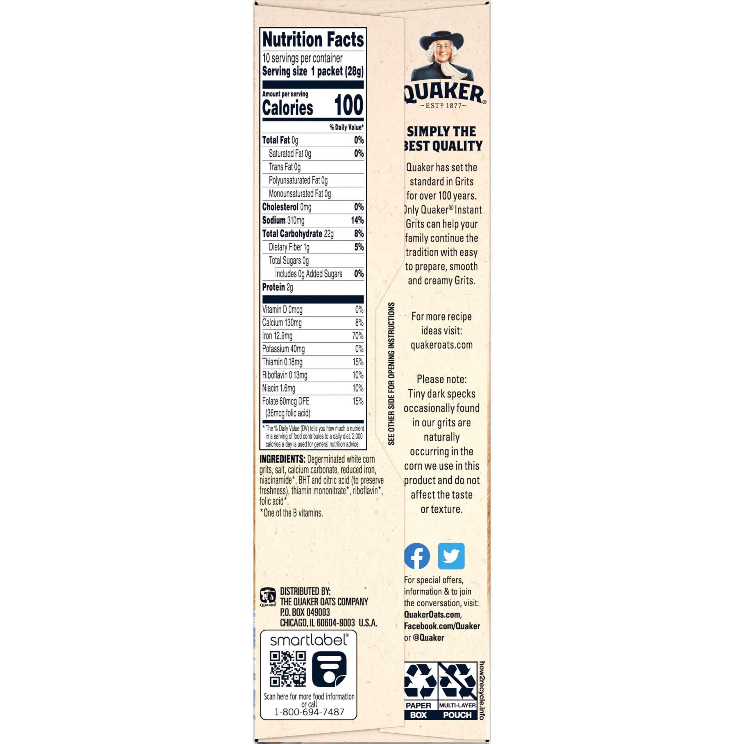 QUAKER INSTANT GRITS .98 OZ PACKETS - Image 2