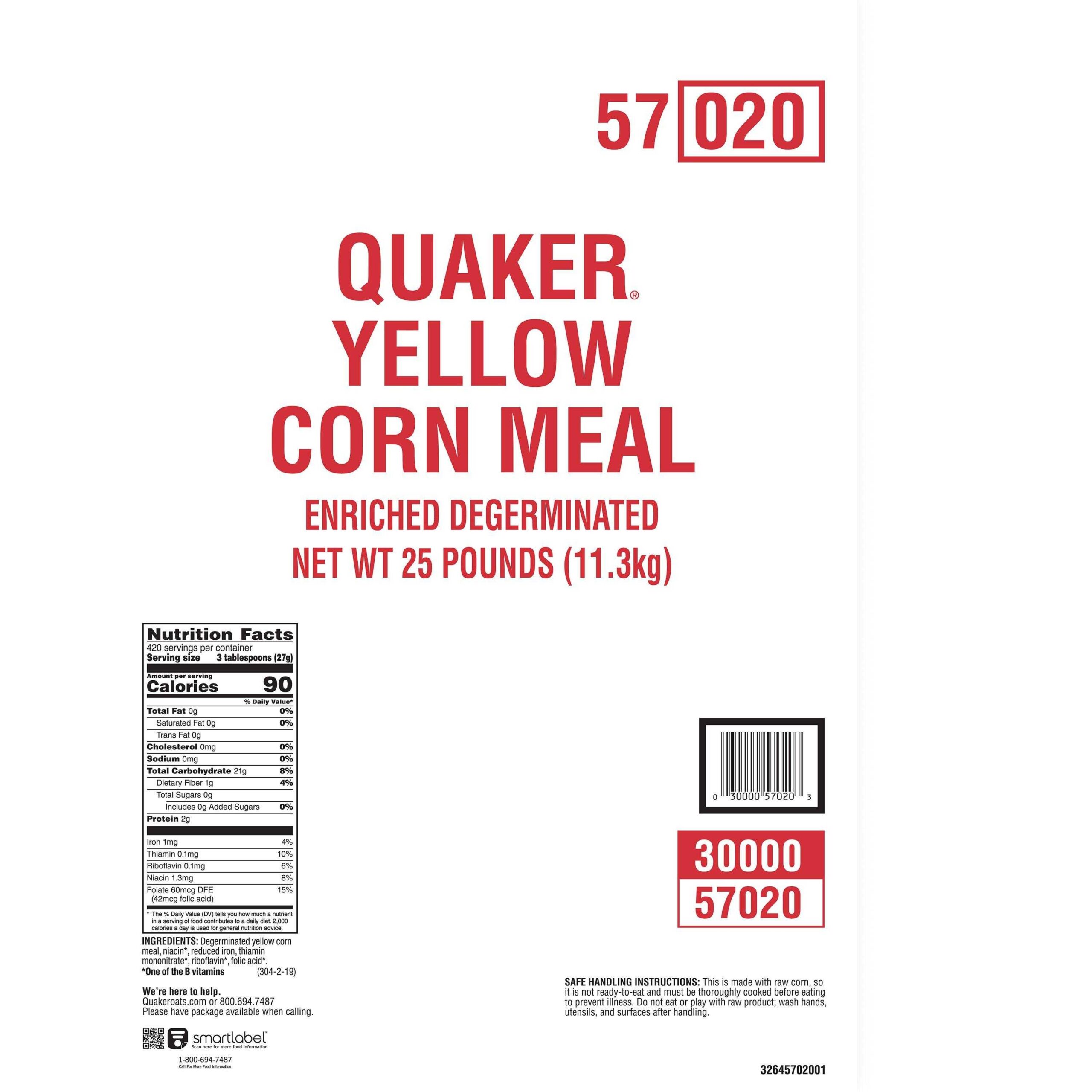 QUAKER ENRICHED YELLOW CORNMEAL 25 LB BAG - Image 2