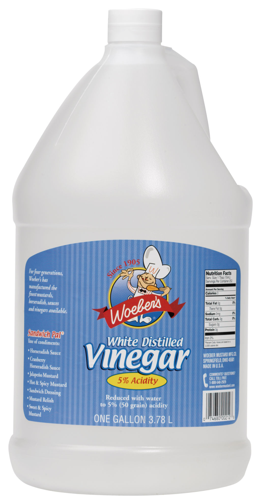 WOEBER'S 5% WHITE DISTILLED VINEGAR 1 GALLON JUG