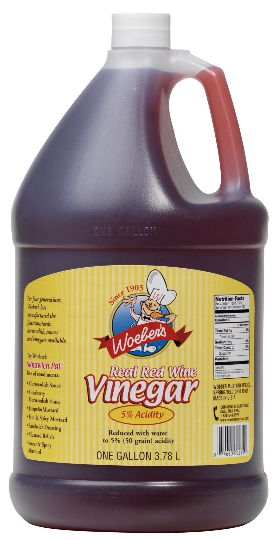 WOEBER'S 5% REAL RED WINE VINEGAR 1 GALLON JUG