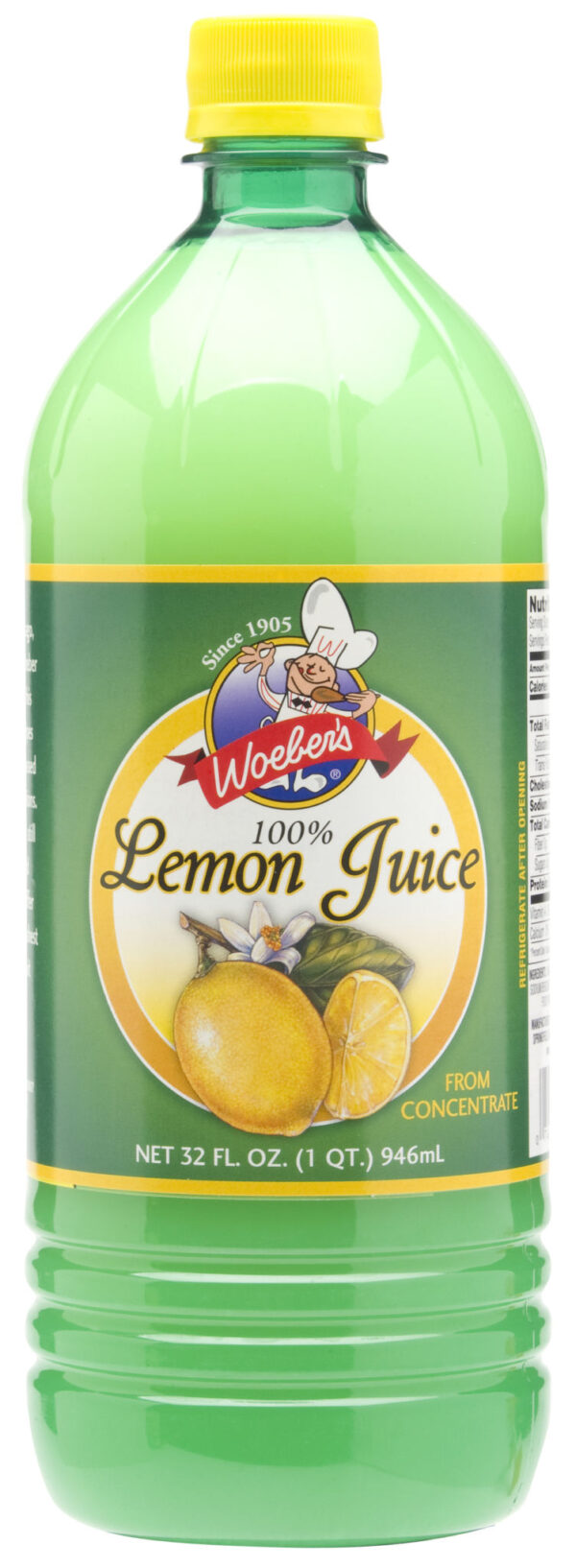 WOEBER'S LEMON JUICE 32 OZ BOTTLE