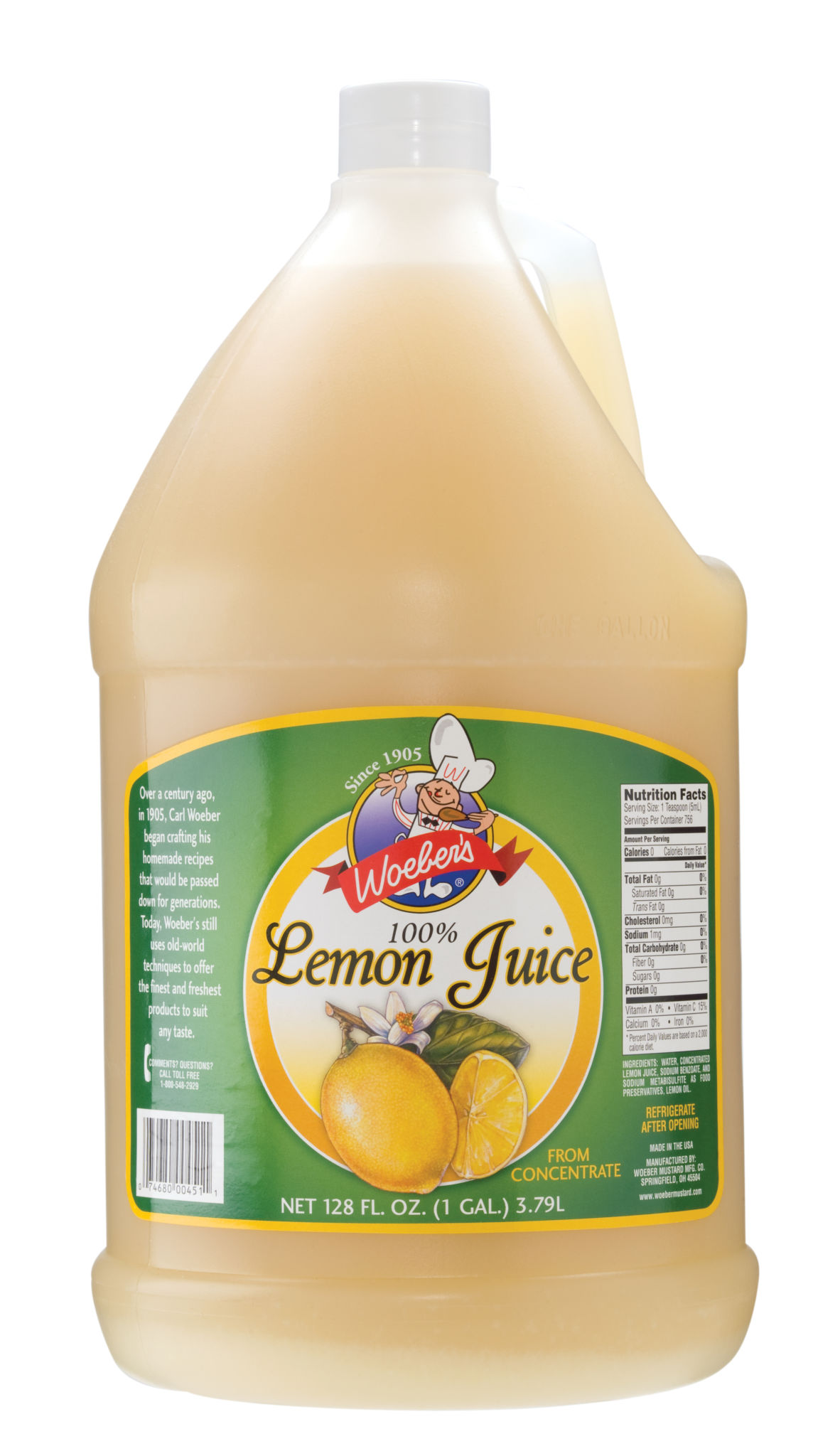 WOEBER'S 100% LEMON JUICE FROM CONCENTRATE 1 GALLON JUG